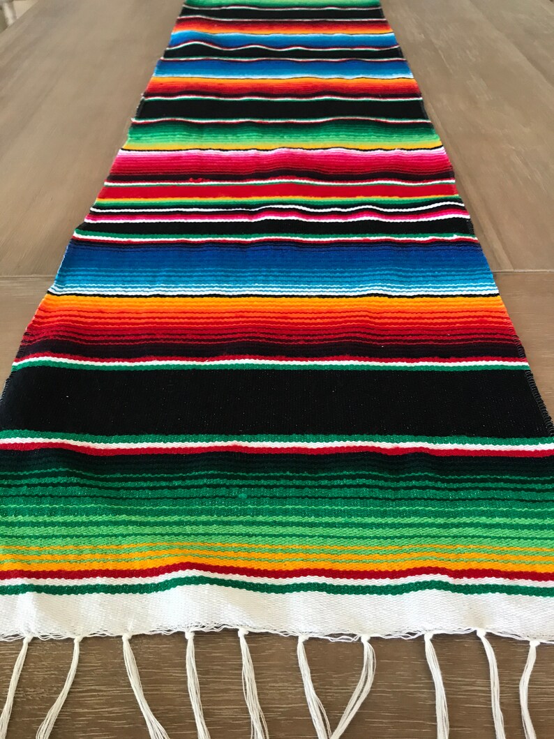 Mexican Blanket Black Serape Table Runner Southwestern Etsy