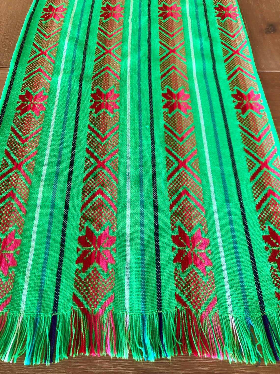 Mexican Tablecloth Runner or Napkins. Lime Green Bohemian Etsy