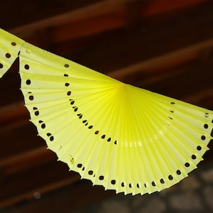 Fan garland, Mexican fiesta supplies, yellow tissue garland, shower banner, Cinco de Mayo, backdrop wall hanging, Mexico party decorations