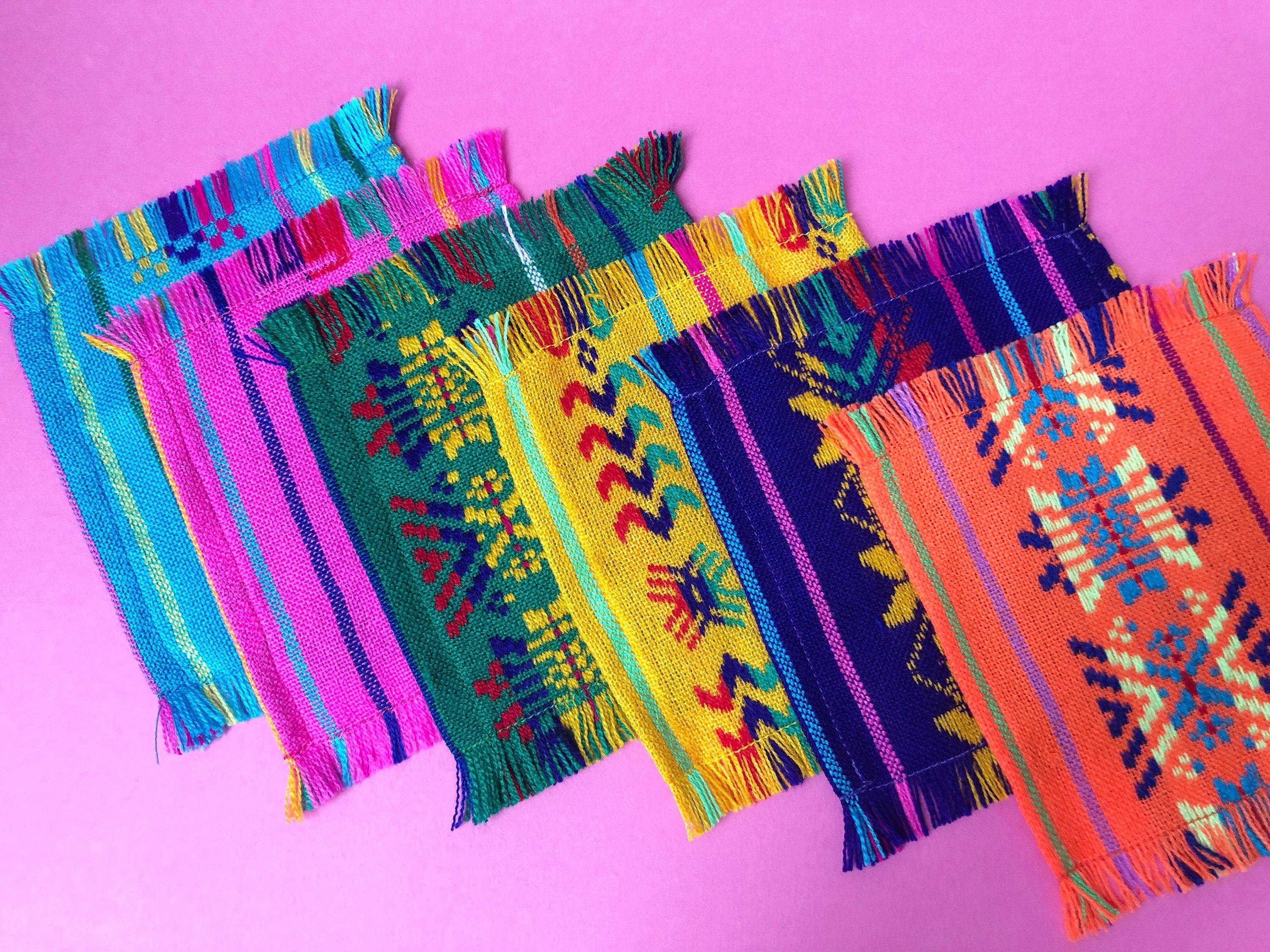 Mexican Fabric Napkins, Bulk Set of 6 Striped Assorted Colors