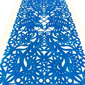Mexican table runner, Blue synthetic fabric, fiesta party supplies, Cinco de Mayo decorations, Llama party table decor, Wedding table runner