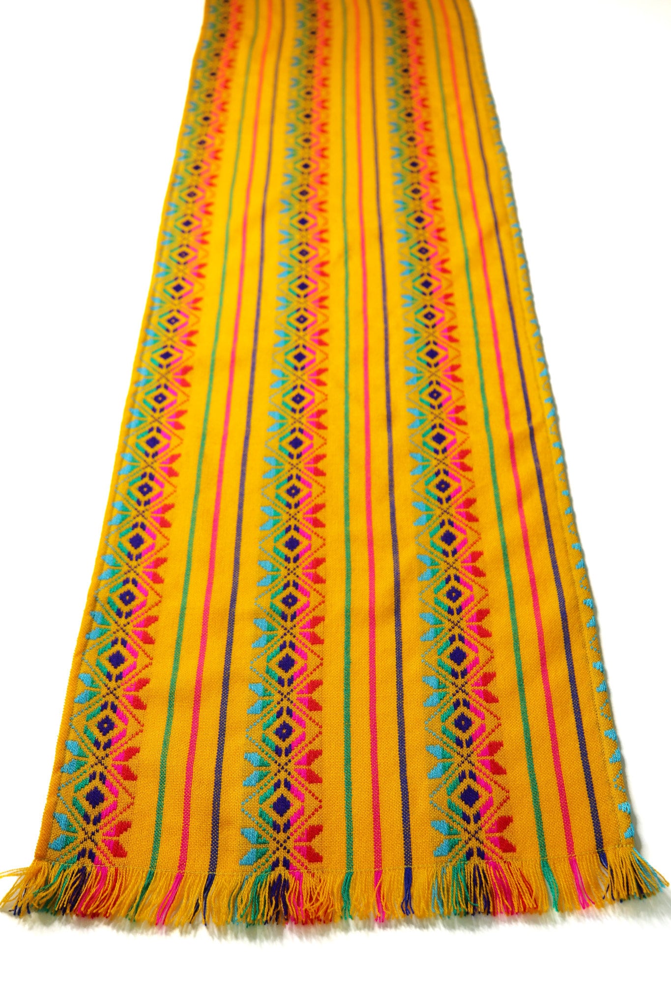 Mexican fiesta decorations 72 table runner tribal yellow southwest design bohemian linens table linens from Mexico wedding