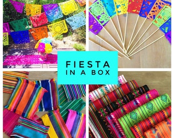 Mexikanische Fiesta Party Paket: Papel Picado Banner, Tischläufer & Servietten