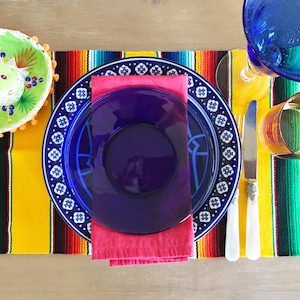 Mexican serape placemats, set of 4. Southwestern table topper, Fiesta centerpiece decorations, Llama Fiesta supplies, Set of placemats image 1