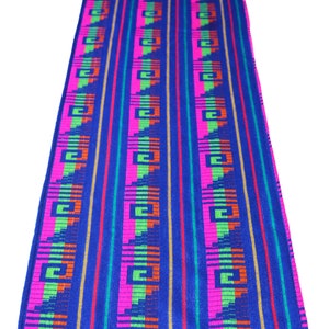 Fiesta theme decorations, Mexican fiesta table runner 72”. Blue colorful embroidered, Coachella party, table linens Mexico, artisan made