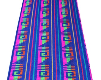 Fiesta theme decorations, Mexican fiesta table runner 72”. Blue colorful embroidered, Coachella party, table linens Mexico, artisan made