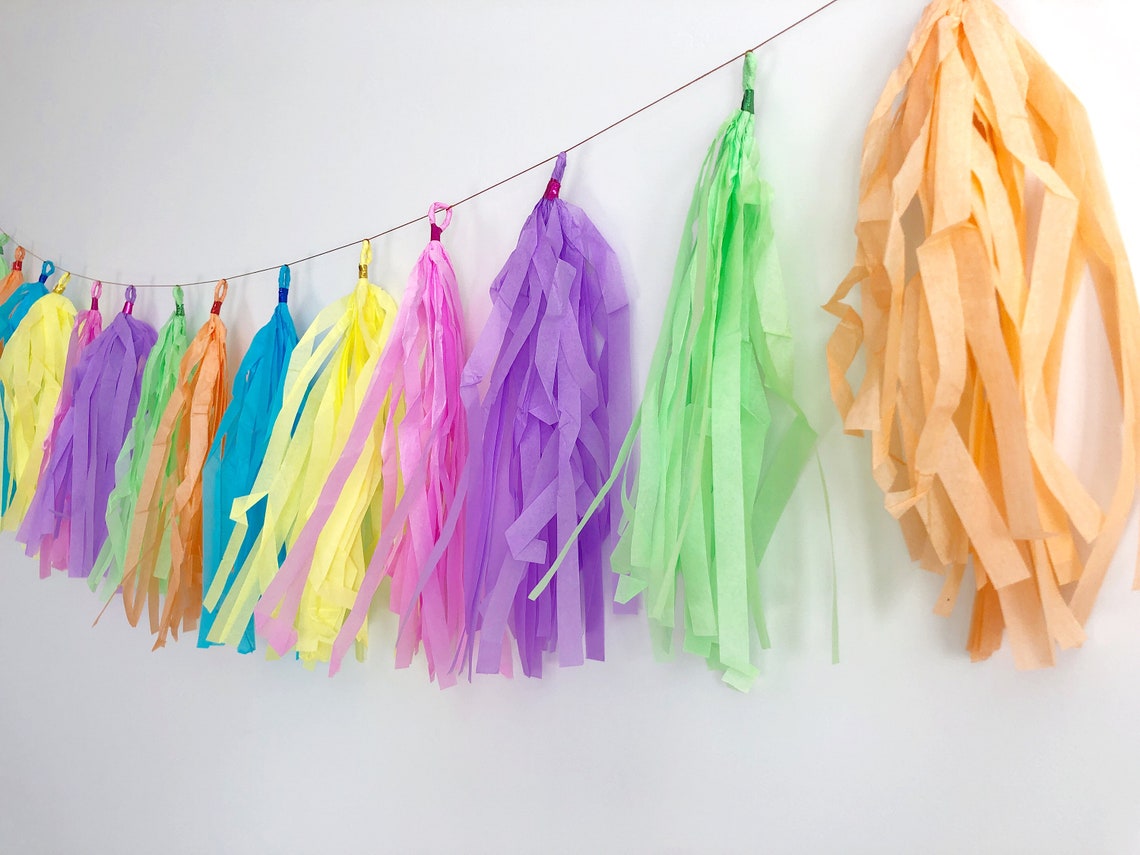 Pastel Decorations Tissue Tassel Garland Unicorn Party Etsy