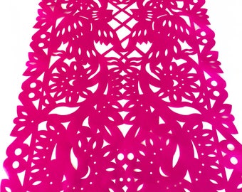 Corredor de mesa Papel picado, tela sintética rosa fuerte, decoraciones de fiesta mexicana, artículos para fiestas, topper de mesa Llama, fiesta del día de San Valentín
