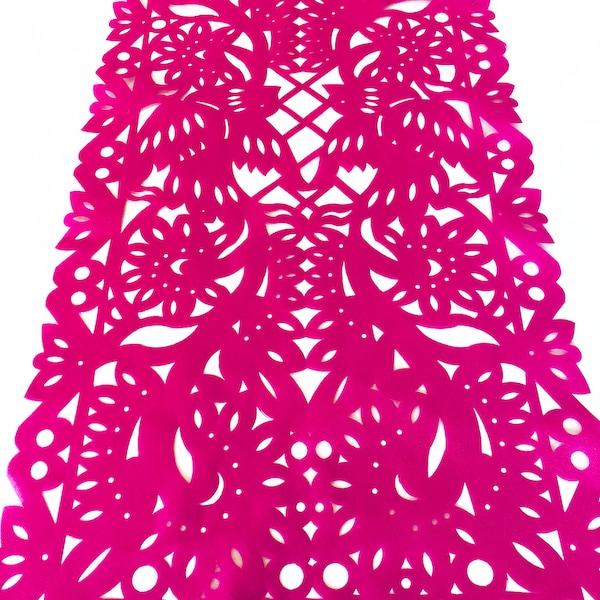 Papel picado table runner, hot pink synthetic fabric, Mexican fiesta decorations, party supplies, Llama table topper, Valentines day party