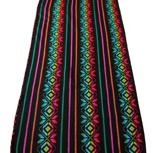 Mexican table runner, 72” Black, Bohemian chic decor, colorful serape, Southwestern decor, bohemian wedding, baby and bridal shower