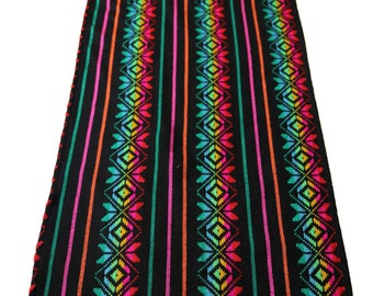 Mexican table runner, 72” Black, Bohemian chic decor, colorful serape, Southwestern decor, bohemian wedding, baby and bridal shower