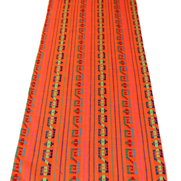 Camino de mesa mexicano: Sarape Fiesta naranja brillante, 72"