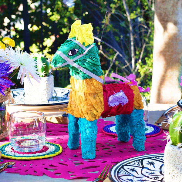 Fiesta decorations, Mexican Burro piñata, bohemian Cinco de Mayo decor, traditional donkey, boho chic style, perfect for a birthday party!