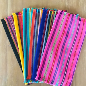 Mexican fiesta decorations, striped napkins, set of 6. Assorted colors, Mexico party, Easter decorations, Cinco de Mayo, Rainbow pride party