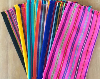 Mexican Fabric Napkins, Bulk Set of 6 Tribal Assorted Colors