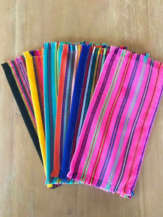 Mexican fiesta decorations, striped napkins, set of 6. Assorted colors, Mexico party, Easter decorations, Cinco de Mayo, Rainbow pride party Il_570xn