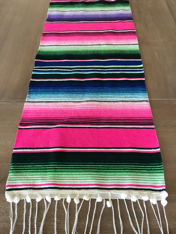 Mexican Sarape Table Runner Southwestern Pink Mexican Party