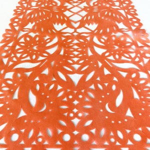 Caminho de mesa mexicano, Caminho de mesa papel picado, Tecido sintético laranja mexicano, Decoração para festa de festa, Festa de verão, Dia dos mortos