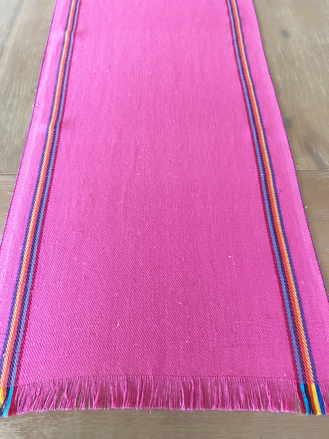 Mexican Table Runner, Pink Rustic Jerga Style, Cinco De Mayo Runner ...