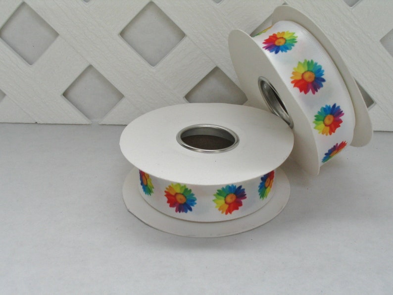 Rainbow Key Fob Ribbon Hair Bow Ribbon Rainbow Daisy Ribbon Etsy