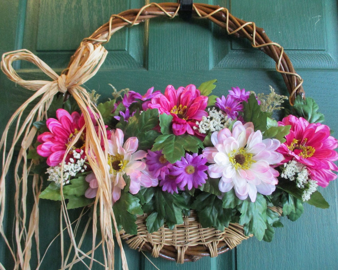 Dahlia Flat Door Basket Wreath Etsy