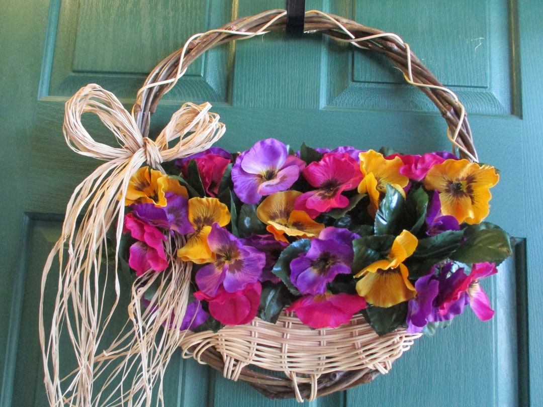 Pansy Door Basket Wreath Etsy