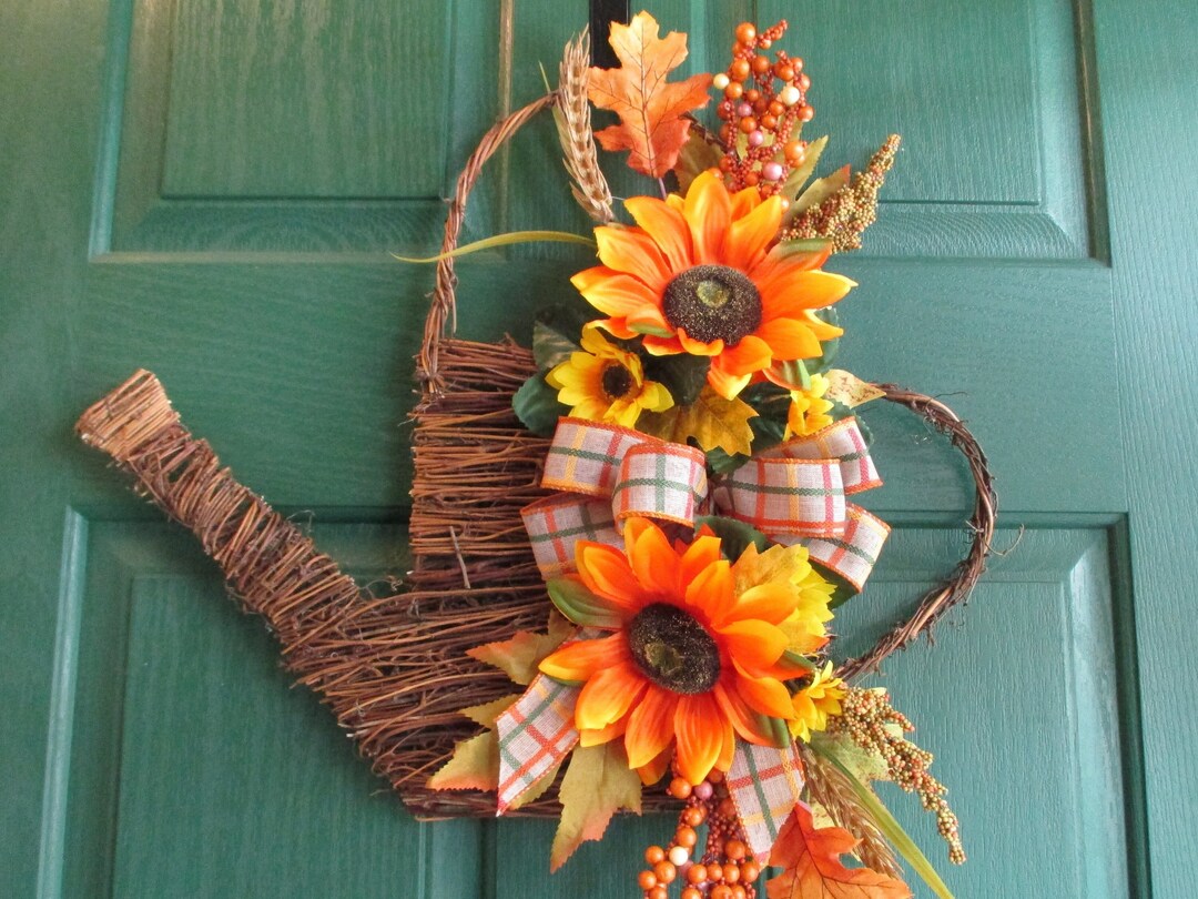 Fall Watering Can Wreath, Sunflower Watering Can Hanger Etsy