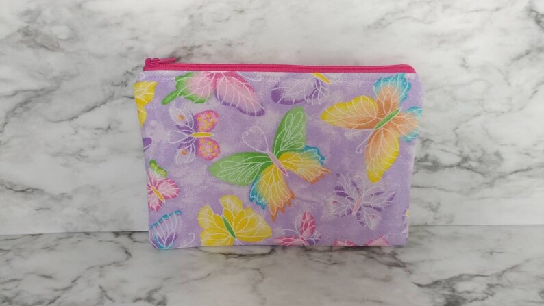 accessories bag makeup bag glitter rainbow butterflies,wallet,gift for her school supplies case art supplies case Zippered pouch