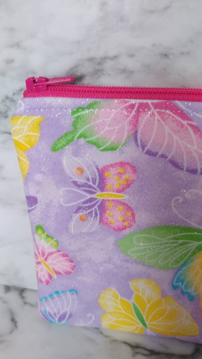 accessories bag makeup bag glitter rainbow butterflies,wallet,gift for her school supplies case art supplies case Zippered pouch