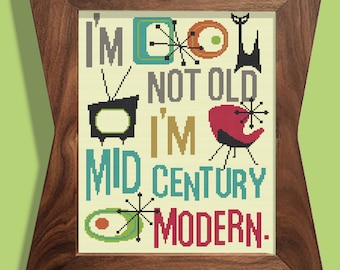 MID CENTURY MODERN - Modern Counted Cross Stitch Pattern - pdf instant download