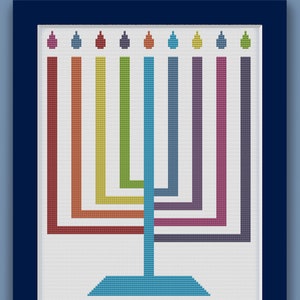 MOD MENORAH - Modern Counted Cross Stitch Pattern - pdf instant download