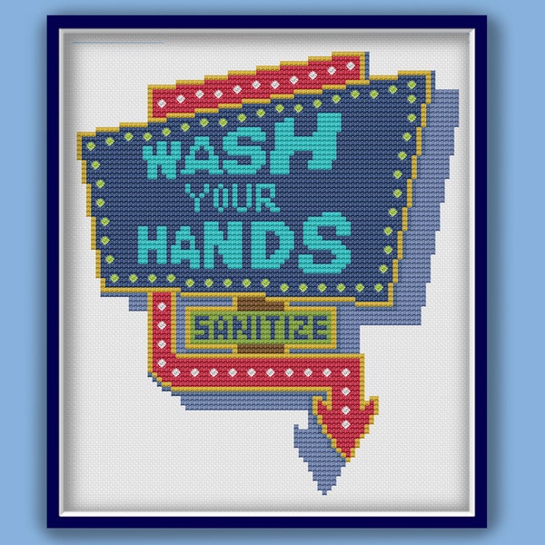 WASH YOUR HANDS - Modern Counted Cross Stitch Pattern - pdf instant download