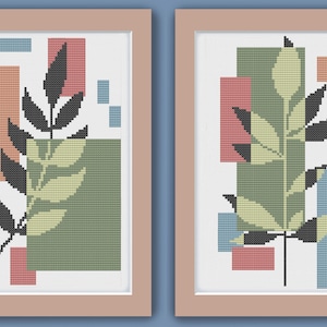 FRONDS - Two Modern Counted Cross Stitch Patterns - pdf instant download