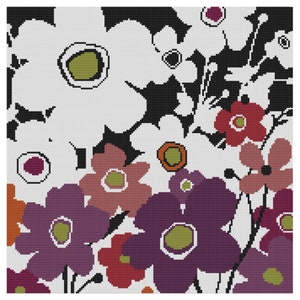 WILD FLOWERS - Modern Counted Cross Stitch Pattern - pdf instant download