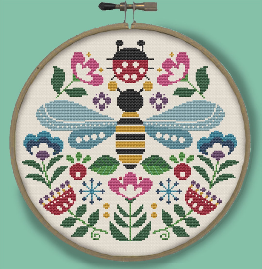 BEE BUG - Modern Counted Cross Stitch Pattern - Pdf Instant Download - Etsy