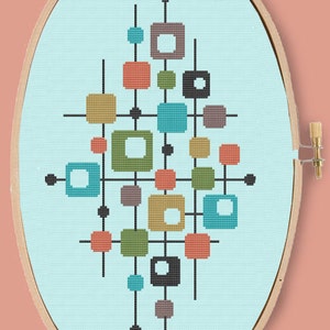 MID MOD COLLAGE - Modern Counted Cross Stitch Pattern - pdf instant download