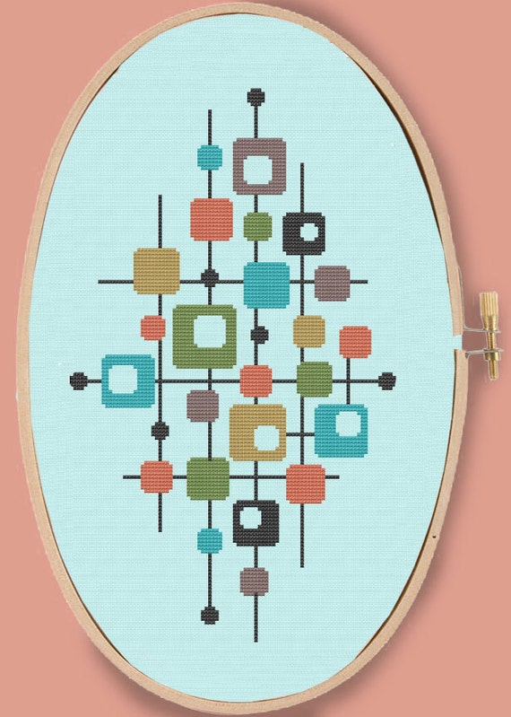 Mid Century Circles Cross Stitch Kit Mid Century Circles Cross Stitch Kit