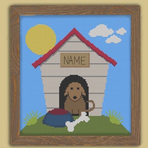DOG HOUSE - Modern Counted Cross Stitch Pattern - pdf instant download