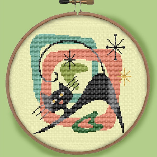 COOL CAT- Modern Counted Cross Stitch Pattern - pdf instant download