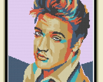 ELVIS - Modern Counted Cross Stitch Pattern - pdf instant download