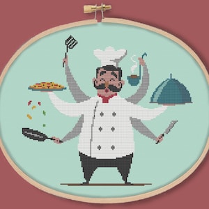 CHEF - Modern Counted Cross Stitch Pattern - pdf instant download