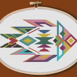 AZTEC FISH - Modern Counted Cross Stitch Pattern - pdf instant download