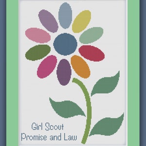 GIRL SCOUT DAISY - Modern Counted Cross Stitch Pattern - pdf instant download