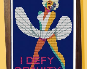 I DEFY GRAVITY - Modern Counted Cross Stitch Pattern - pdf instant download