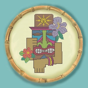 TIKI MAN - Modern Counted Cross Stitch Pattern - pdf instant download