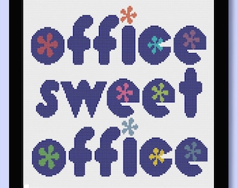 OFFICE SWEET OFFICE - Modern Counted Cross Stitch Pattern - pdf instant download