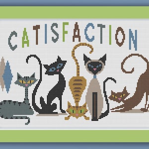 CATISFATION - Modern Counted Cross Stitch Pattern - pdf instant download