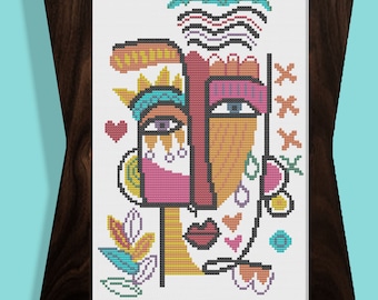 MASK - Modern Counted Cross Stitch Pattern - pdf instant download