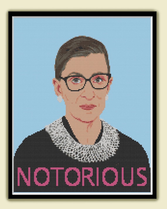 NOTORIOUS RBG Supreme Court Justice Modern Counted Cross Stitch Pattern  pdf instant download
