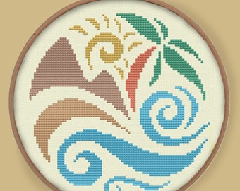 SUMMER FUN - Modern Counted Cross Stitch Pattern - pdf instant download